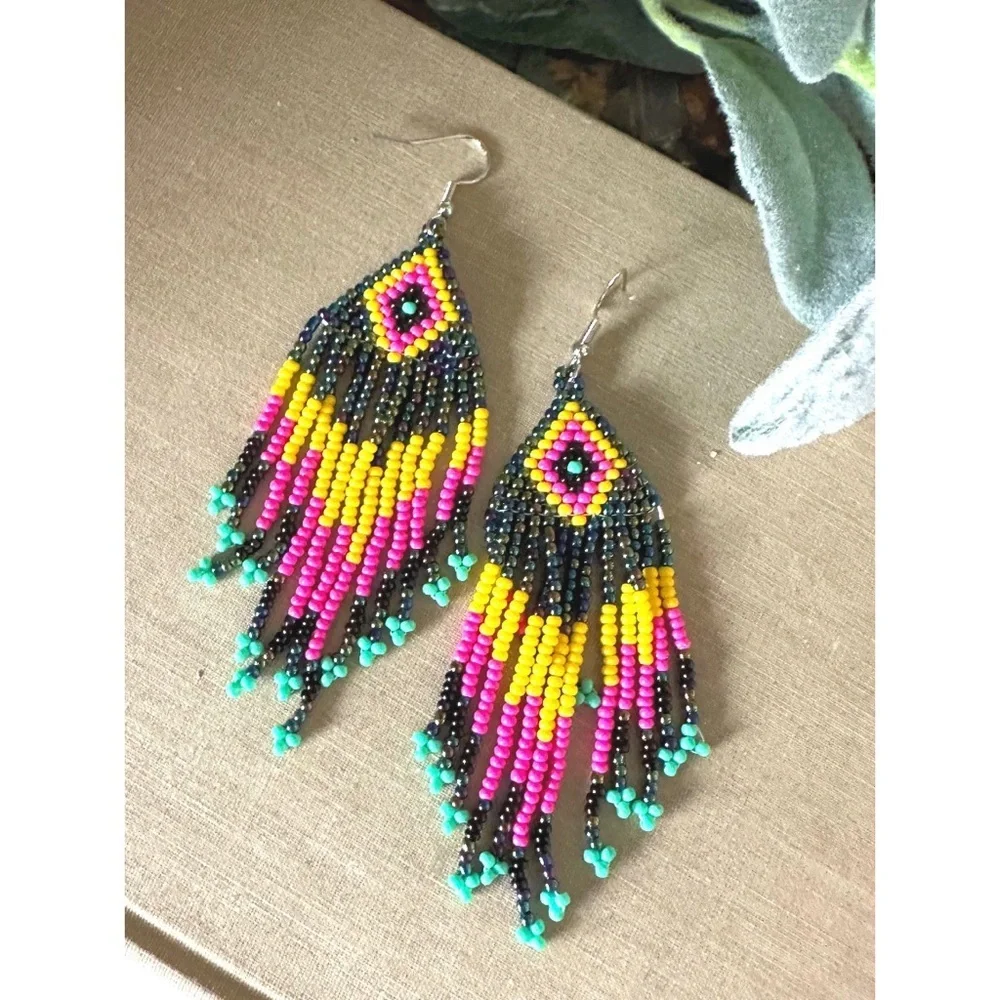 Beaded tassel earrings